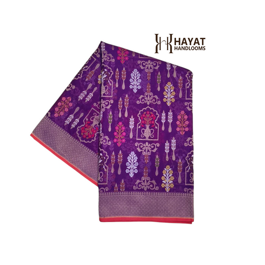 Pure Kora Silk Ektara Tilfi Cutwork Jamdani Banarasi Saree