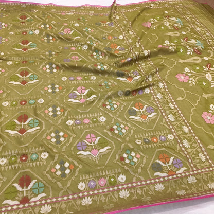 Pure Cotton Ektara Tilfi Jamdani Cutwork Banarasi Saree