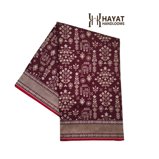 Pure Katan Silk Ektara Cutwork Jamdani Banarasi Saree