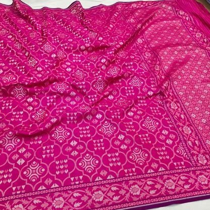 Pure Katan Silk Ektara Cutwork Jamdani Banarasi Saree