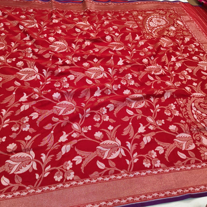 Pure Cotton Ektara Alfi Cutwork Jamdani Banarasi Saree