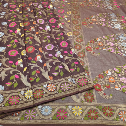 Pure Cotton Ektara Tilfi Cutwork Jamdani Banarasi Sare