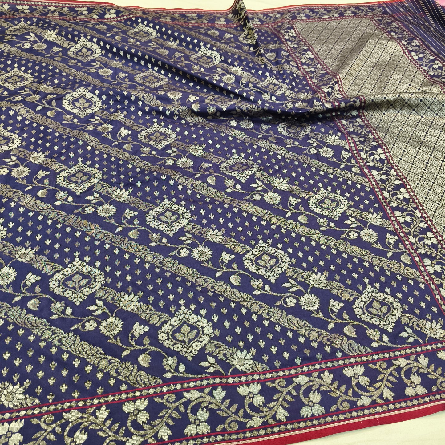 Pure Katan Silk Ektara Cutwork Jamdani Banarasi Saree