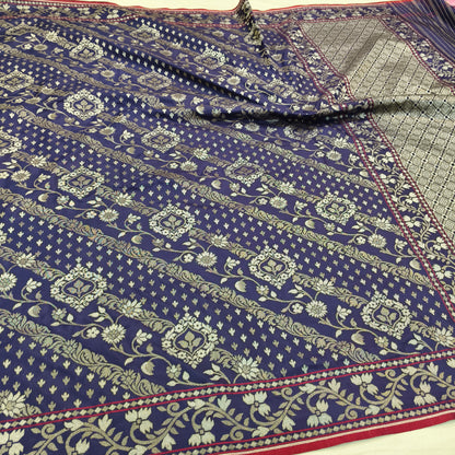 Pure Katan Silk Ektara Cutwork Jamdani Banarasi Saree