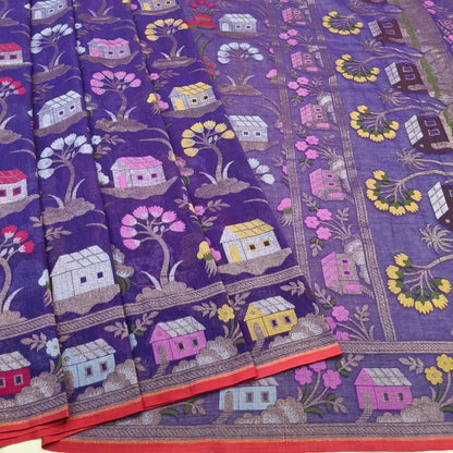 Pure Cotton Ektara Tilfi Cutwork Jamdani Banarasi Sare