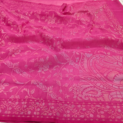 pink Realzari pure cotton ektara jamdani exclusive banarasi saree