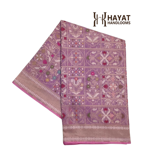 Pure Cotton Ektara Tlfi Cutwork Jamdani Banarasi Saree