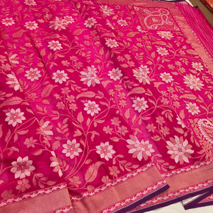 Pure Cotton Ektara Alfi Cutwork Jamdani Banarasi Saree