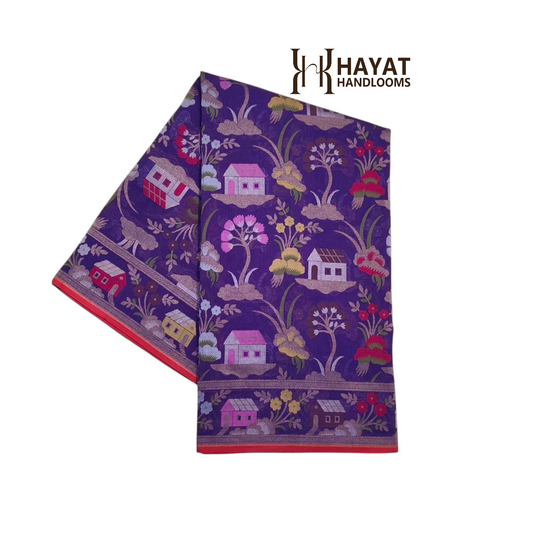 Pure Cotton Ektara Tilfi Cutwork Jamdani Banarasi Sare