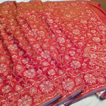 Pure Katan Silk Ektara Cutwork Jamdani Banarasi Saree