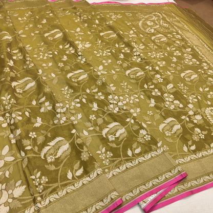 Pure Cotton Ektara Alfi Cutwork Jamdani Banarasi Saree