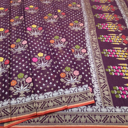 Pure Cotton Ektara Tilfi Cutwork Jamdani Banarasi Saree