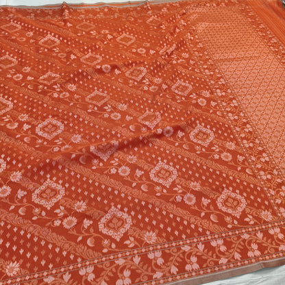 Pure Cotton Ektara couwork Jamdani Banarasi Saree