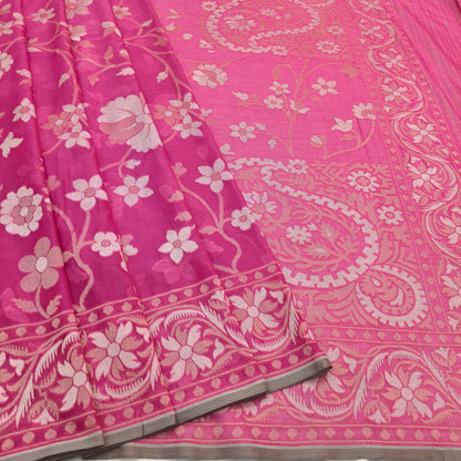 Pure Cotton Ektara Alfi Jamdani Cutwork Jaal Banarasi Saree