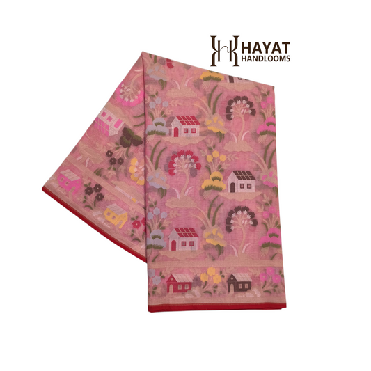 Pure Cotton Ektara Tilfi Cutwork Jamdani Banarasi Saree