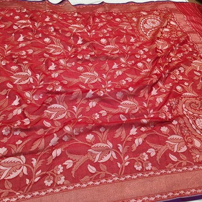 Pure Cotton Ektara Alfi Cutwork Jamdani Banarasi Saree