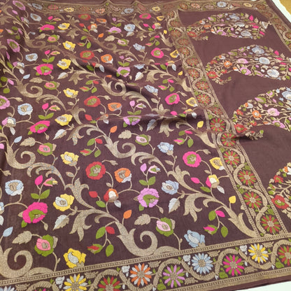Pure Cotton Ektara Tilfi Cutwork Jamdani Banarasi Sare