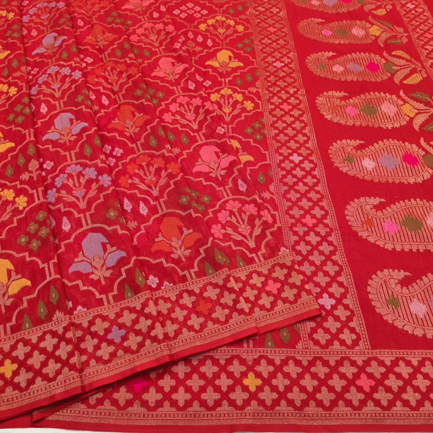 Pure Cotton Ektara Tilfi Cutwork Jamdani Banarasi Saree