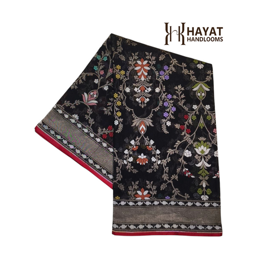 Pure Cotton Ektara Tilfi Jamdani Cutwork Banarasi Saree