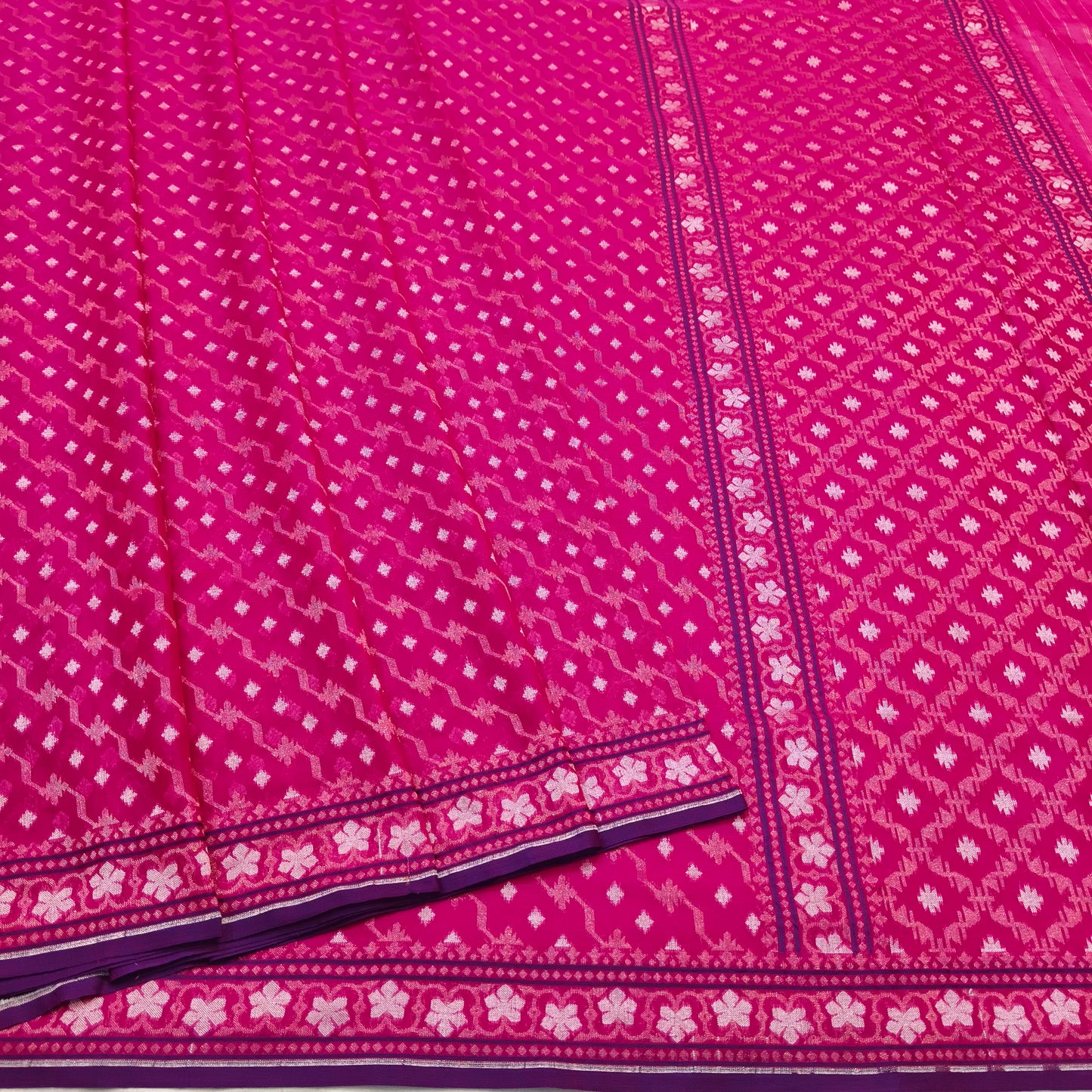 Pure Cotton Ektara Alfi Cutwork Jamdani Banarasi Saree