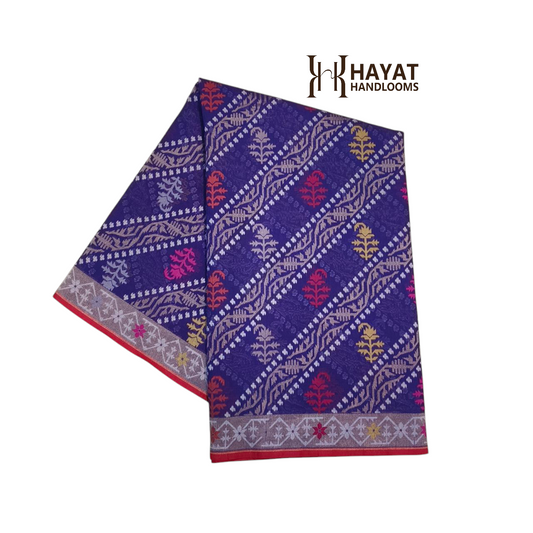 Pure Cotton Ektara Tilfi Cutwork Jamdani Banarasi Saree