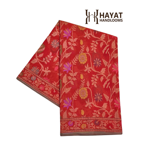 Pure Cotton Ektara Alfi Jamdani Cutwork Jaal Banarasi Saree