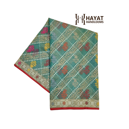 Pure Kora Silk Ektara Tilfi Cutwork Jamdani Banarasi Saree