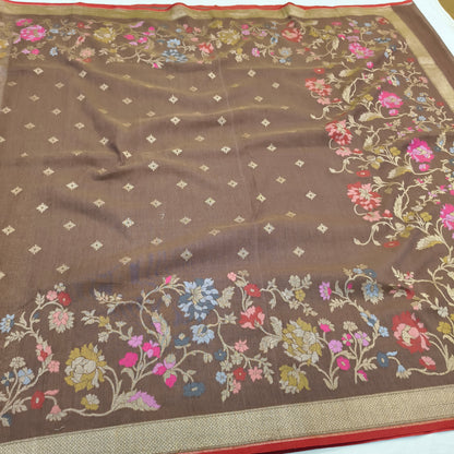 Pure Cotton Ektara Tilfi Cutwork Jamdani Banarasi Saree