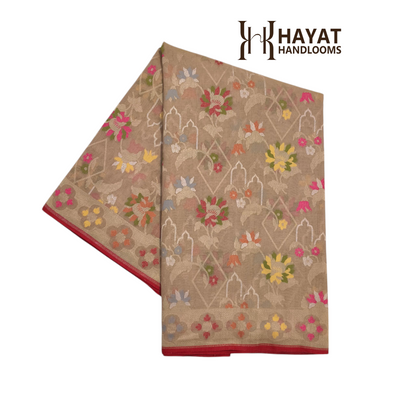 Pure Cotton Ektara Tilfi Cutwork Jamdani Banarasi Saree
