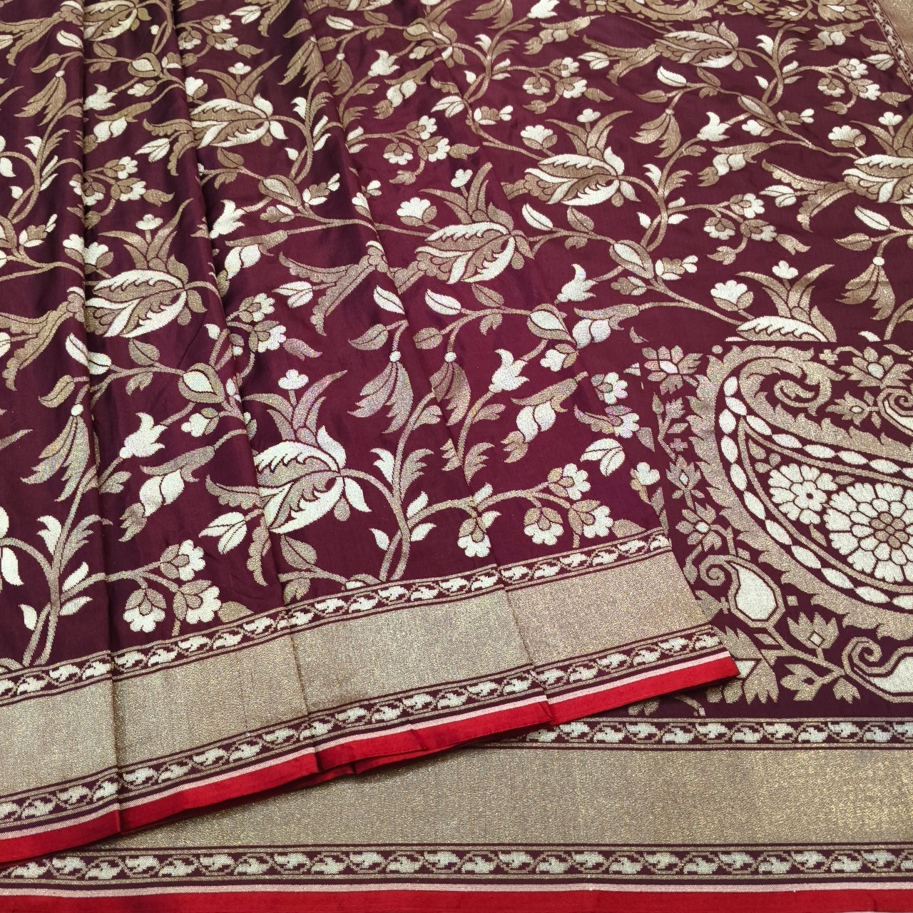 Pure Katan Silk Ektara Cutwork Jamdani Banarasi Saree