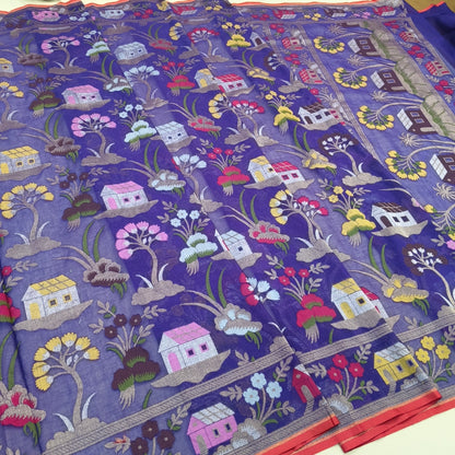 Pure Cotton Ektara Tilfi cutwork Jamdani Banarasi Saree