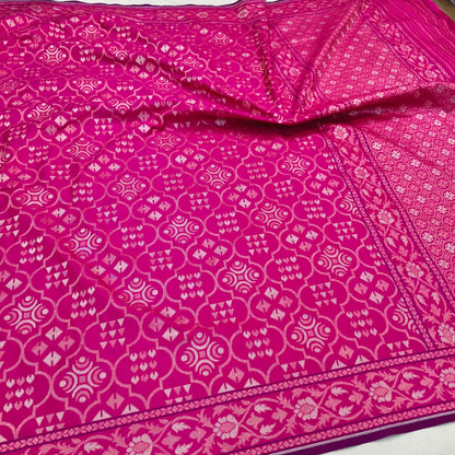 Pure Katan Silk Ektara Cutwork Jamdani Banarasi Saree