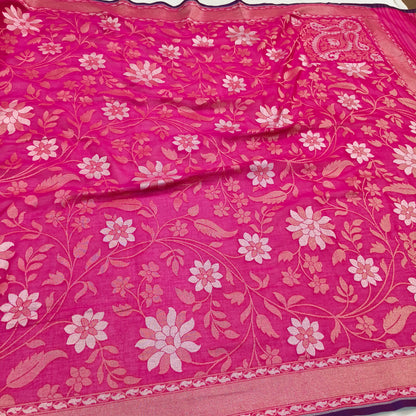 Pure Cotton Ektara Alfi Cutwork Jamdani Banarasi Saree
