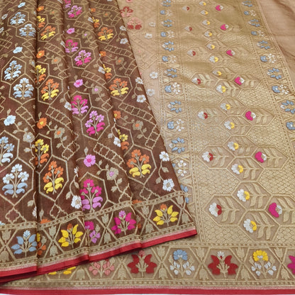 Pure Kora Silk Ektara Tilfi Cutwork Banarasi Saree