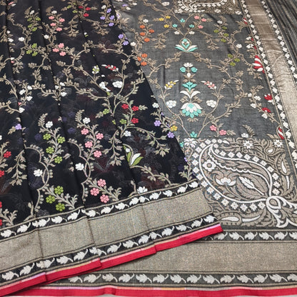 Pure Cotton Ektara Tilfi Jamdani Cutwork Banarasi Saree