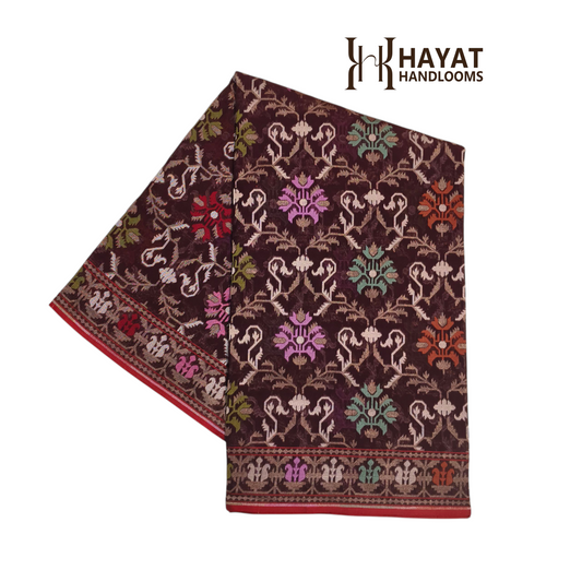 Pure Cotton Ektara Tlfi Cutwork Jamdani Banarasi Saree