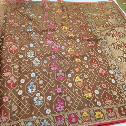 Pure Kora Silk Ektara Tilfi Cutwork Banarasi Saree