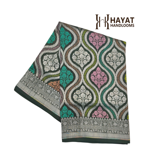 Pure tusser georgette handloom banarasi saree