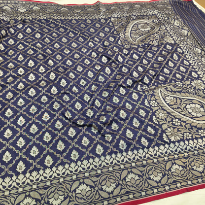 Pure Katan Silk Ektara Cutwork Jamdani Banarasi Saree