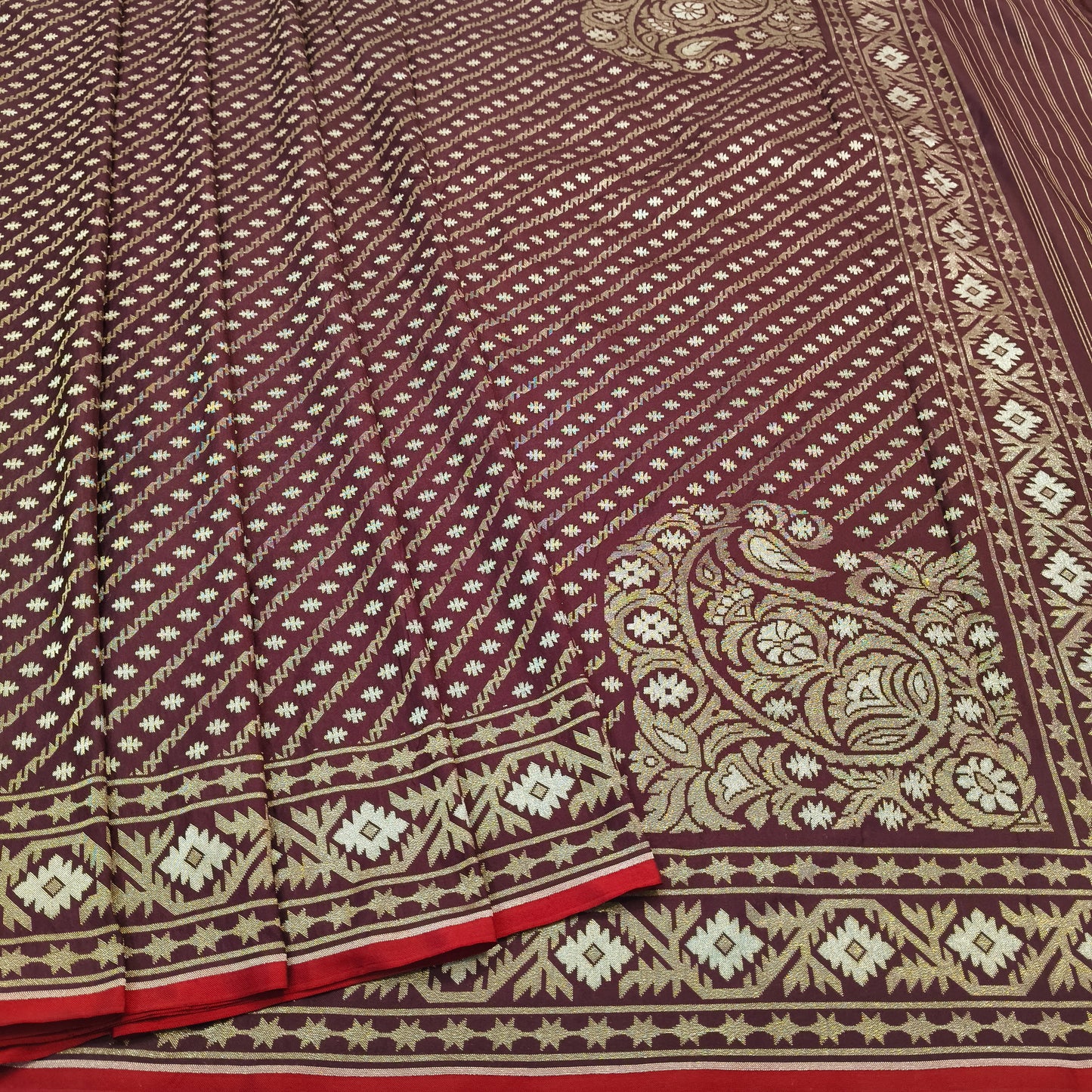 Pure Katan Silk Ektara Cutwork Jamdani Banarasi Saree
