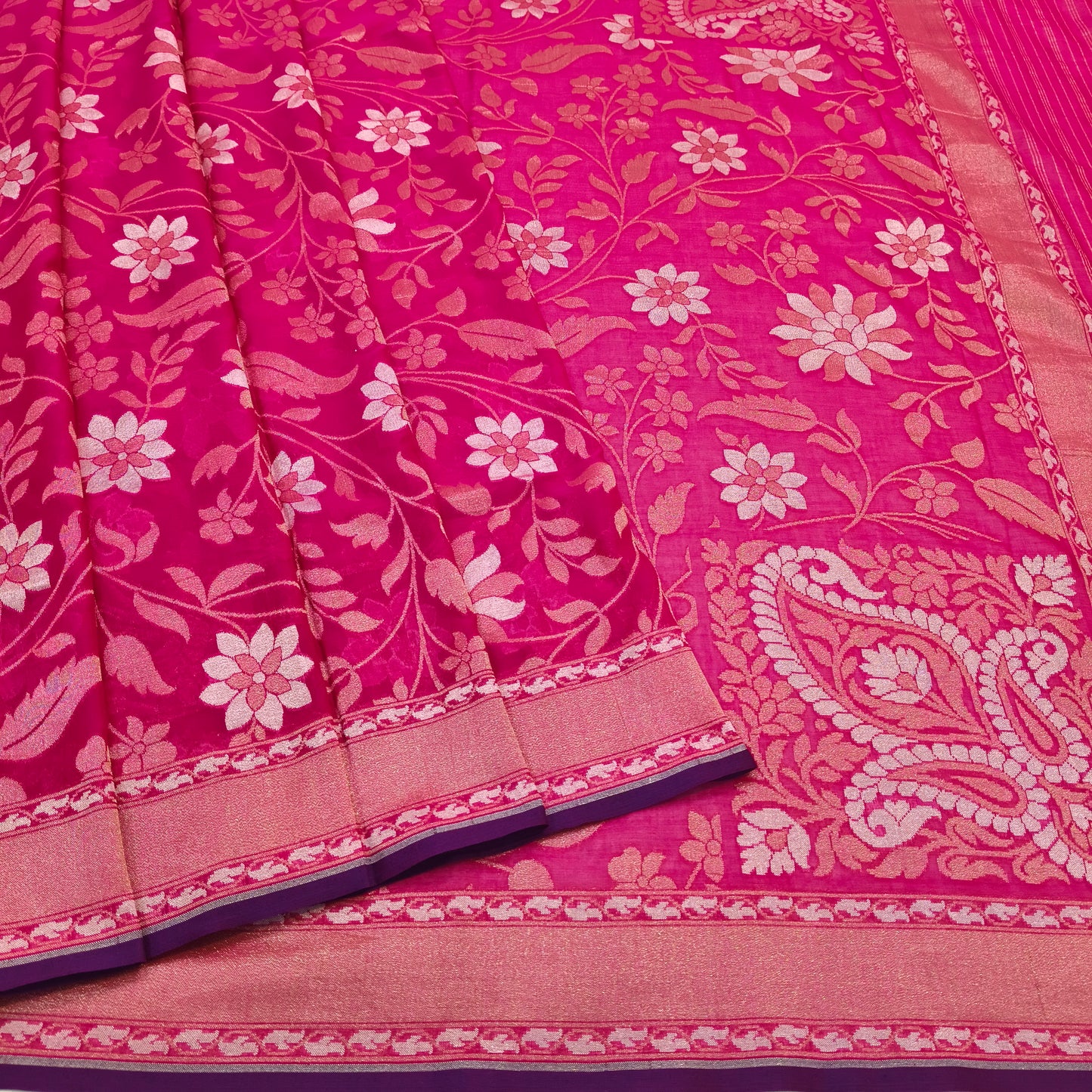 Pure Cotton Ektara Alfi Cutwork Jamdani Banarasi Saree