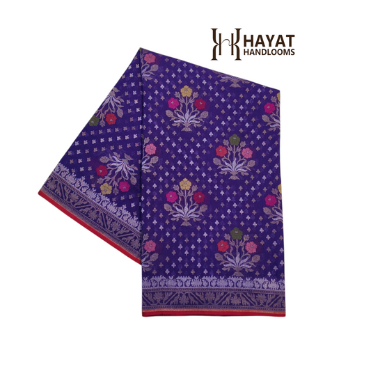 Pure Cotton Ektara Tilfi Cutwork Jamdani Banarasi Saree