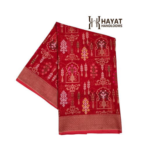 Pure Kora Silk Ektara Tilfi Cutwork Jamdani Banarasi Saree
