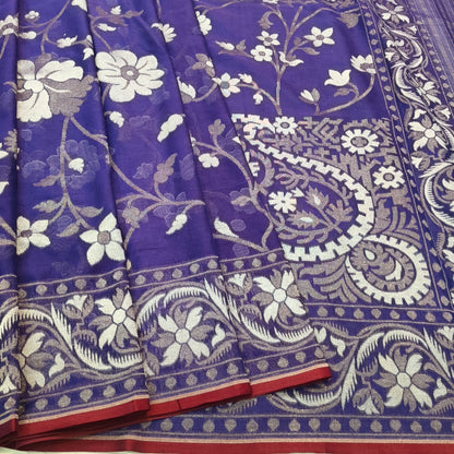 Pure Cotton Ektara Alfi Cutwork Jamdani Banarasi Saree