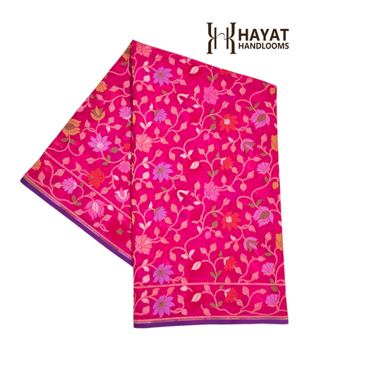 Pure Cotton Ektara Tlfi Cutwork Jamdani Banarasi Saree