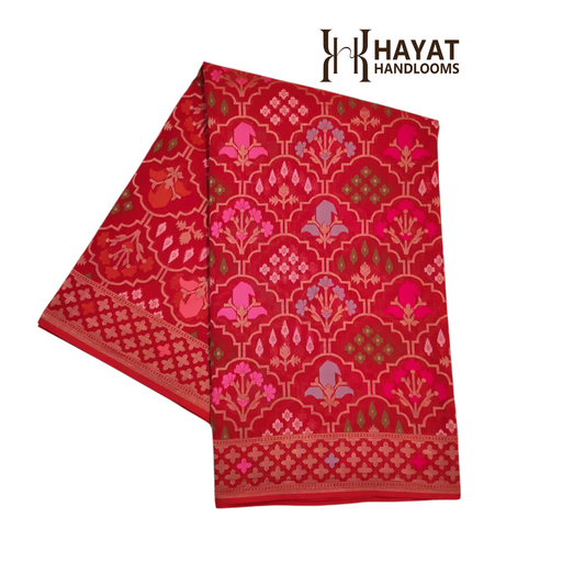 Pure Cotton Ektara Tilfi Cutwork Jamdani Banarasi Saree