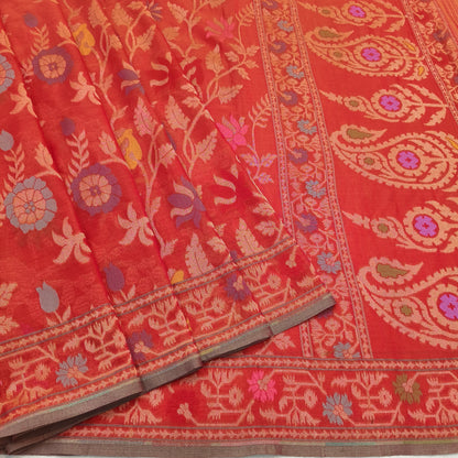 Pure Cotton Ektara Alfi Jamdani Cutwork Jaal Banarasi Saree