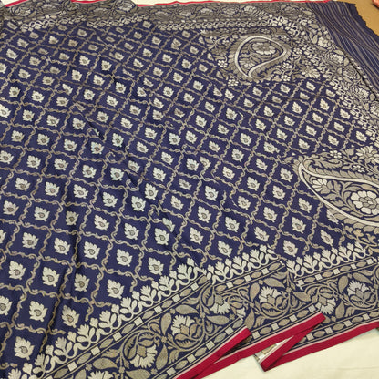 Pure Katan Silk Ektara Cutwork Jamdani Banarasi Saree