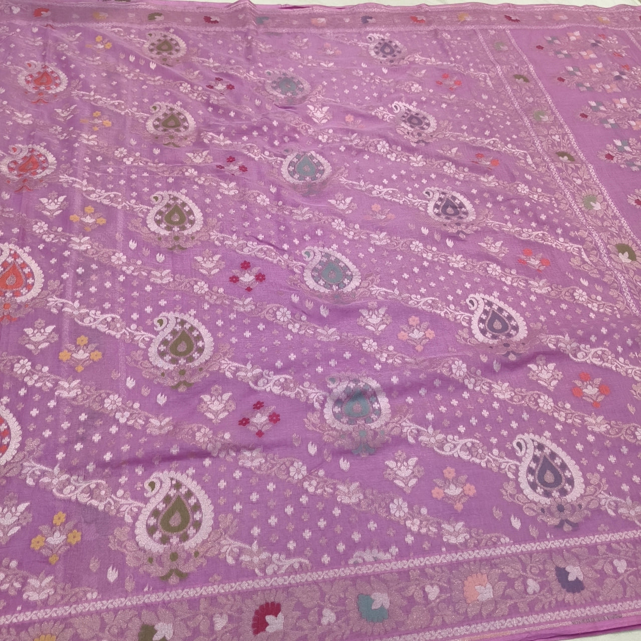 Pure Cotton Ektara Tilfi Cutwork Jamdani Banarasi Saree