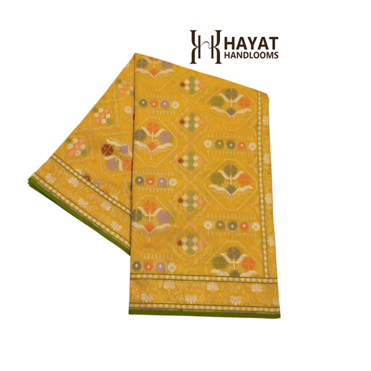 Pure Cotton Ektara Tlfi Cutwork Jamdani Banarasi Saree